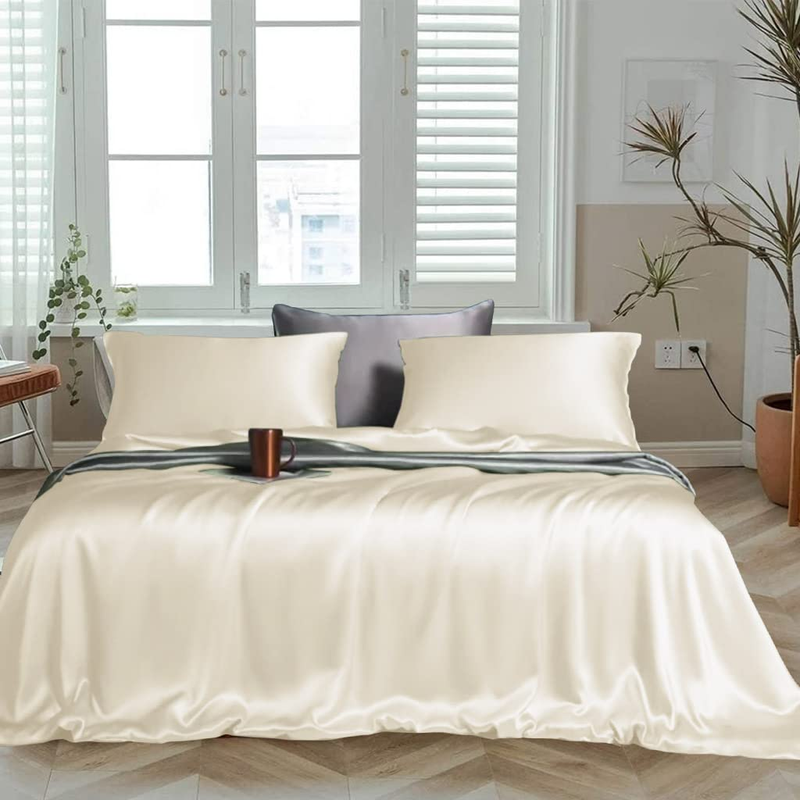 Satin king size plain bedsheet with two pillow covers (274 x 274 cms)