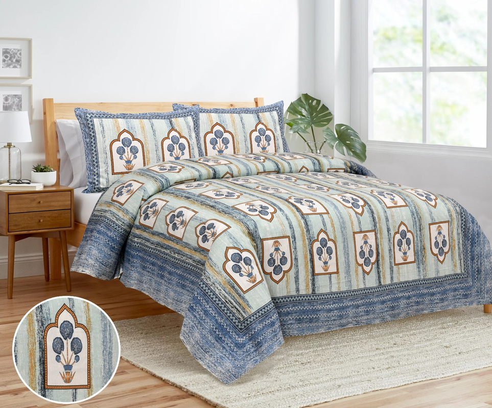 King Size Cotton Bedsheet. 90x108 inch approx. 1 Bedsheet 2 Pillow Covers.